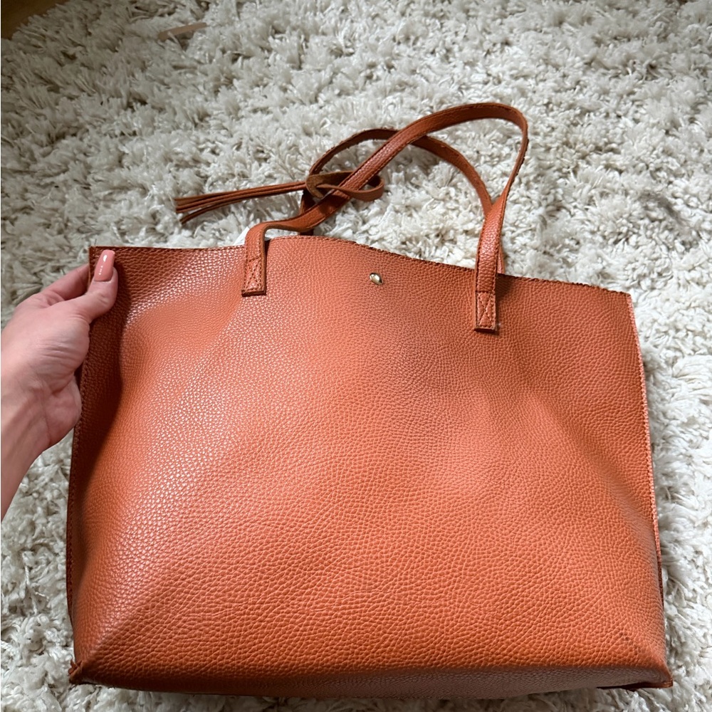 Elegant Tan Leather big cute fashion stylish Tote Bag - Picture 4 of 4